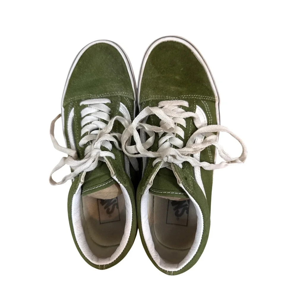 Vans Old Skool Pesto Green Suede Canvas Low Top Skate Shoes Mens 6.5 Womens 8